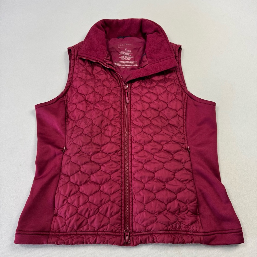 L.L. Bean Women's Quilted‎ Jacket Vest Polyester Thinsulate Full Zip Red Medium